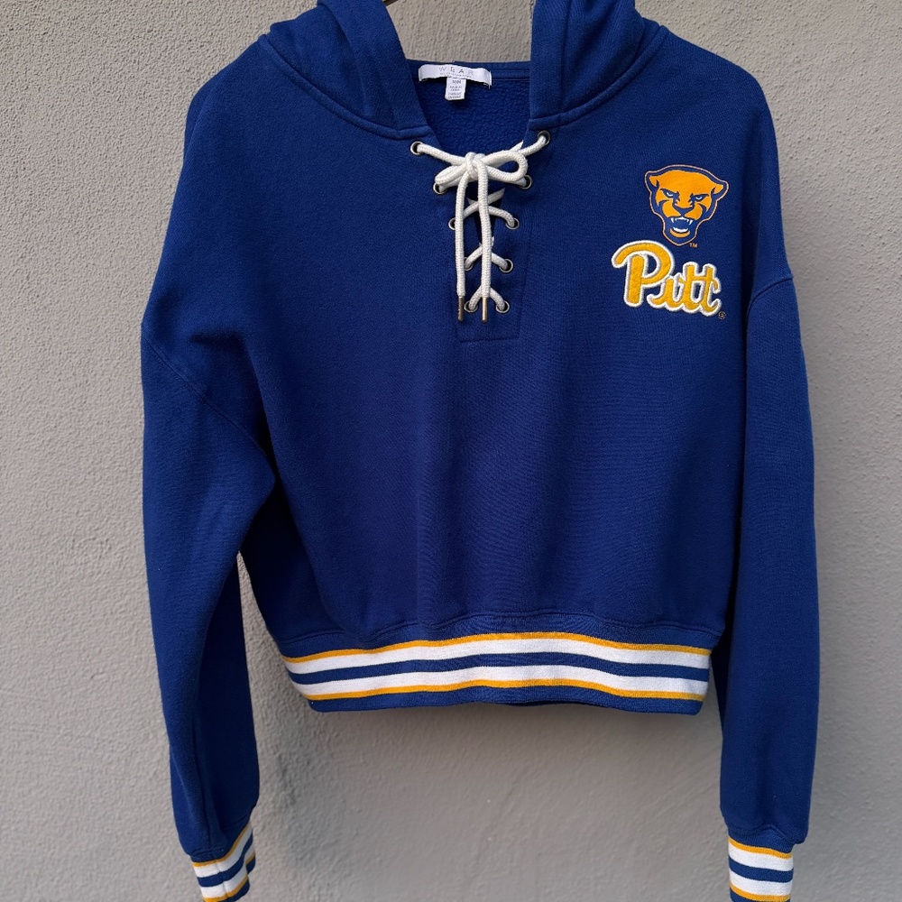 University of Pittsburg Pitt Panthers WEAR by Erin Womens Lace-Up Hoodie Medium